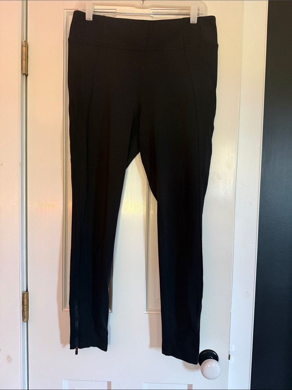 Athleta Black High-Rise Stretch Leggings with Ankle Zips